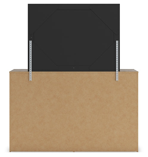 Graystorm Twin Panel Bed with Storage with Mirrored Dresser and Chest