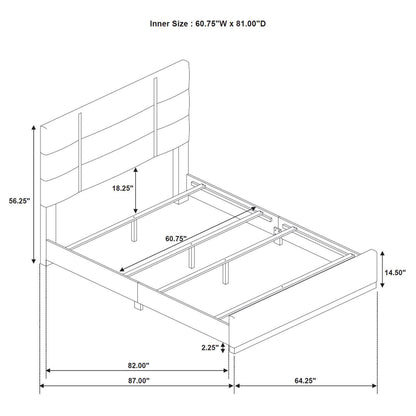 Ines 56-inch Fabric Upholstered Queen Panel Bed Grey