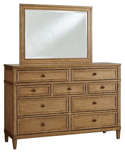 Sharlance King Upholstered Panel Bed, Dresser, Mirror, Chest and Nightstand