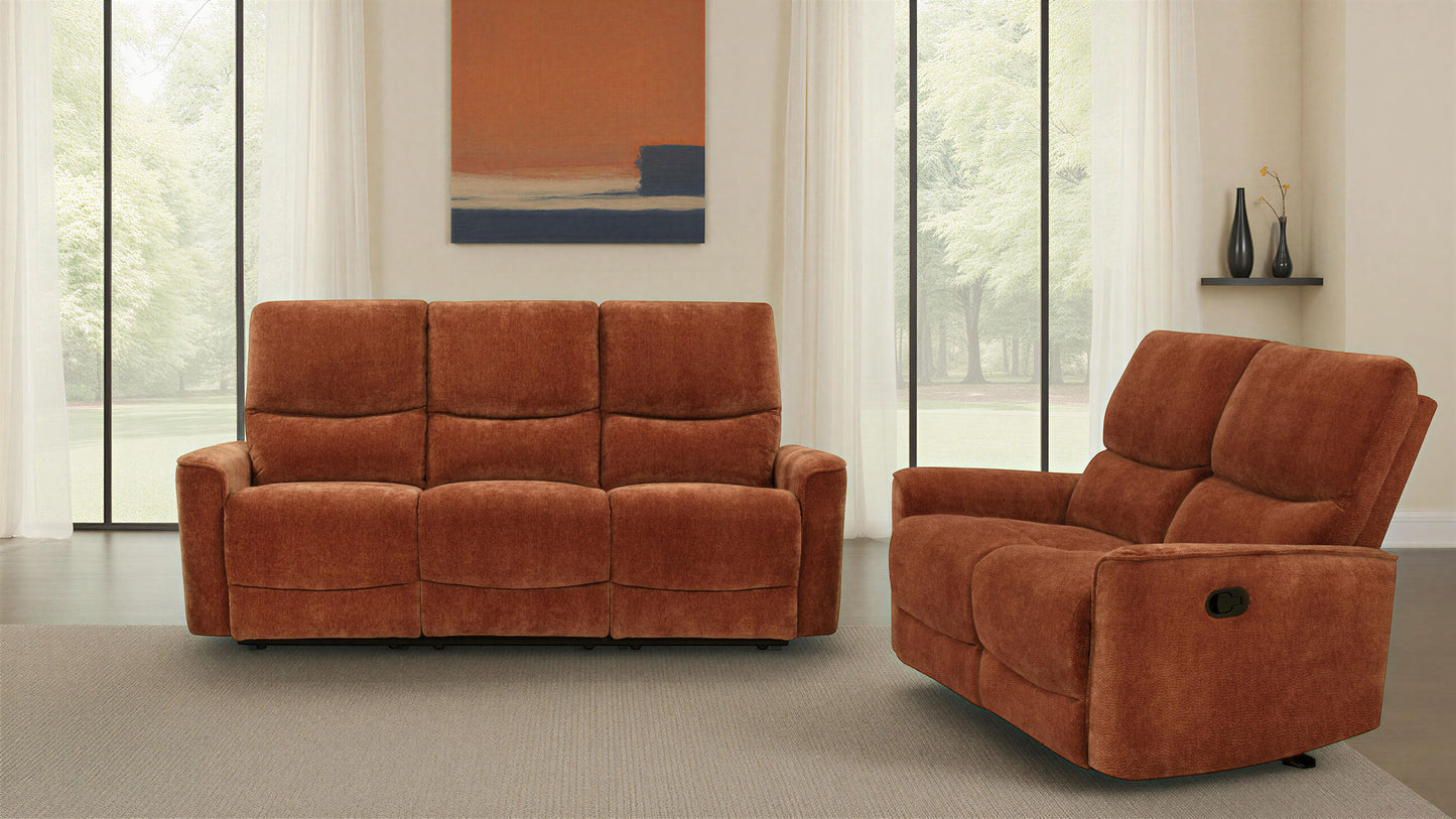 Navarro 2-piece Upholstered Reclining Sofa Set Orange