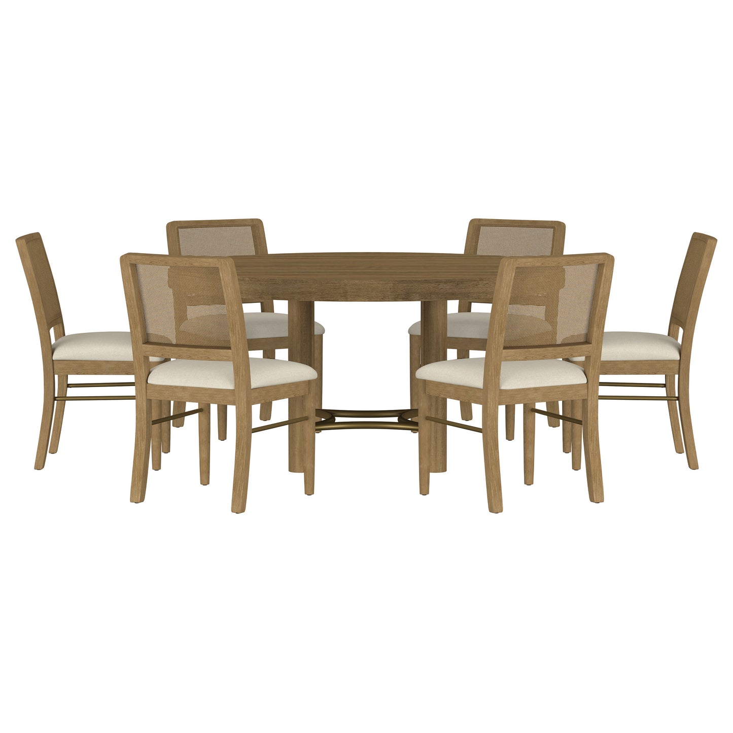 Arini 7-piece Round Dining Room Table Set Sand Wash
