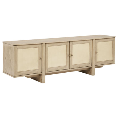 Kailani 79-inch 4-door Cane TV Stand Media Console Beige Oak