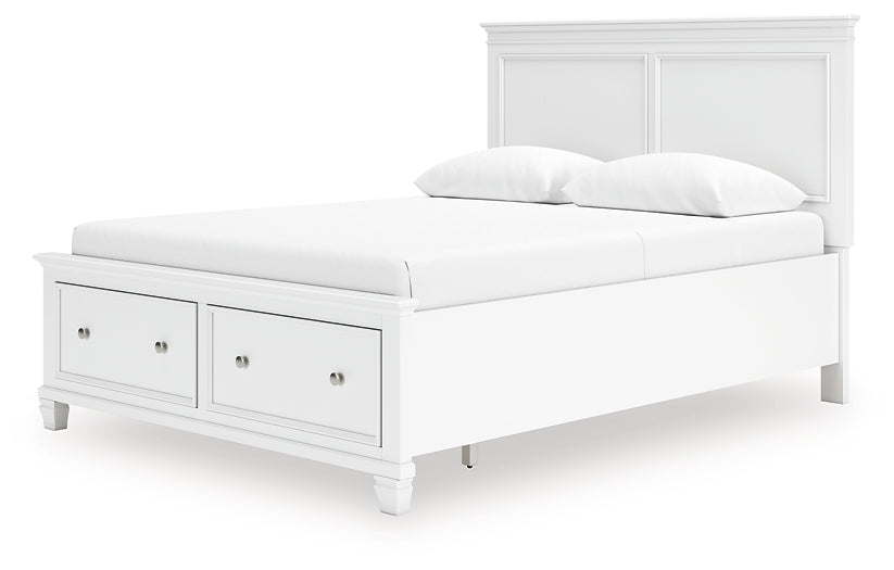Fortman Queen Panel Storage Bed with Mirrored Dresser and Nightstand