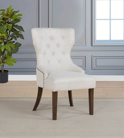 Baney Fabric Upholstered Dining Side Chair Beige and Dark Oak