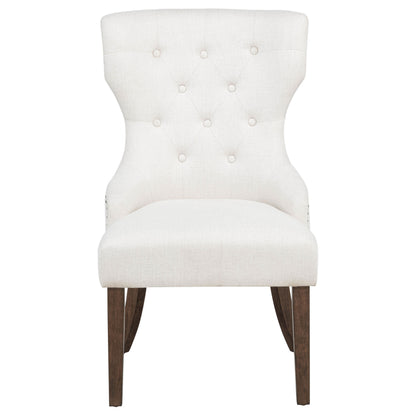 Baney Fabric Upholstered Dining Side Chair Beige and Dark Oak