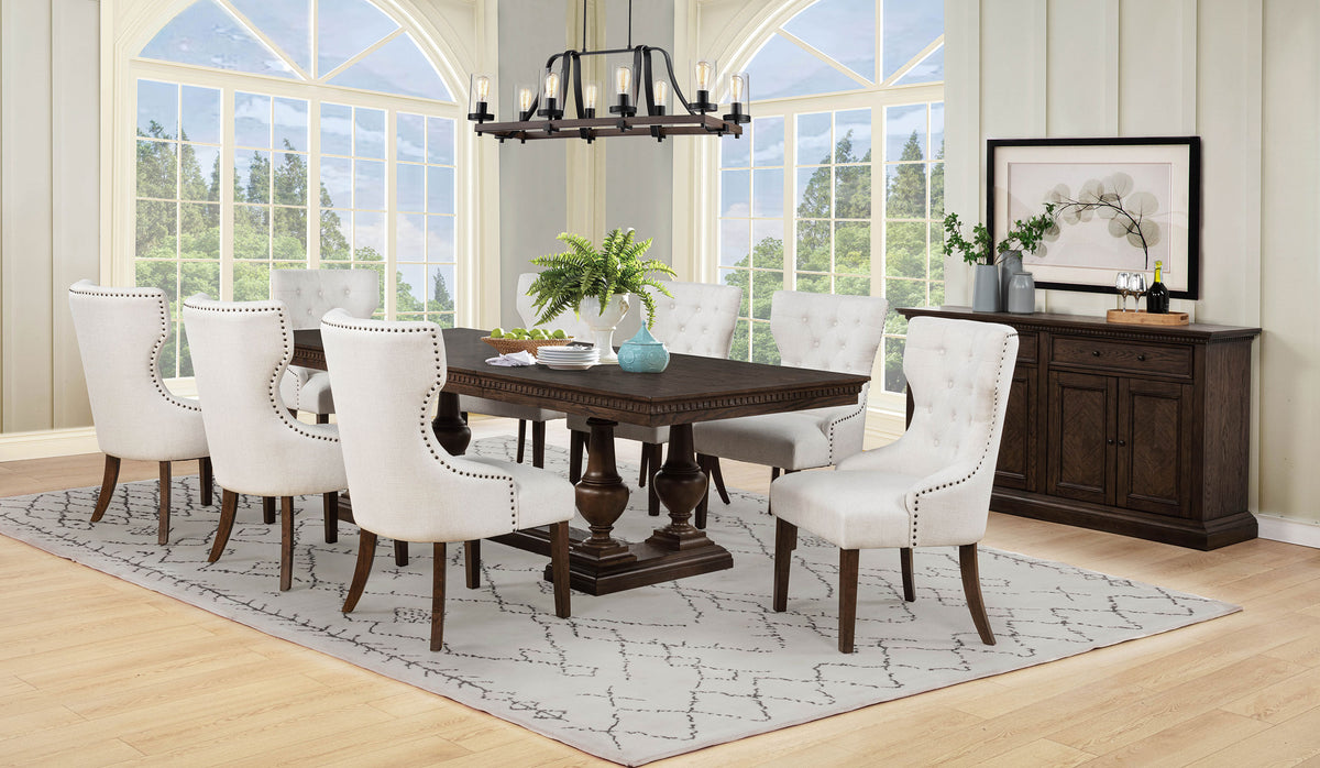 Baney Fabric Upholstered Dining Side Chair Beige and Dark Oak