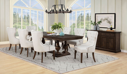 Baney Fabric Upholstered Dining Side Chair Beige and Dark Oak