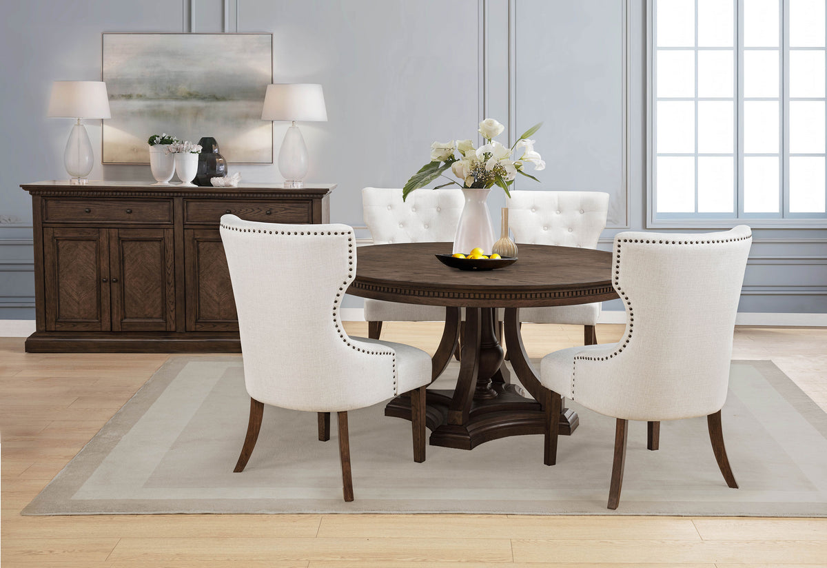 Baney Fabric Upholstered Dining Side Chair Beige and Dark Oak