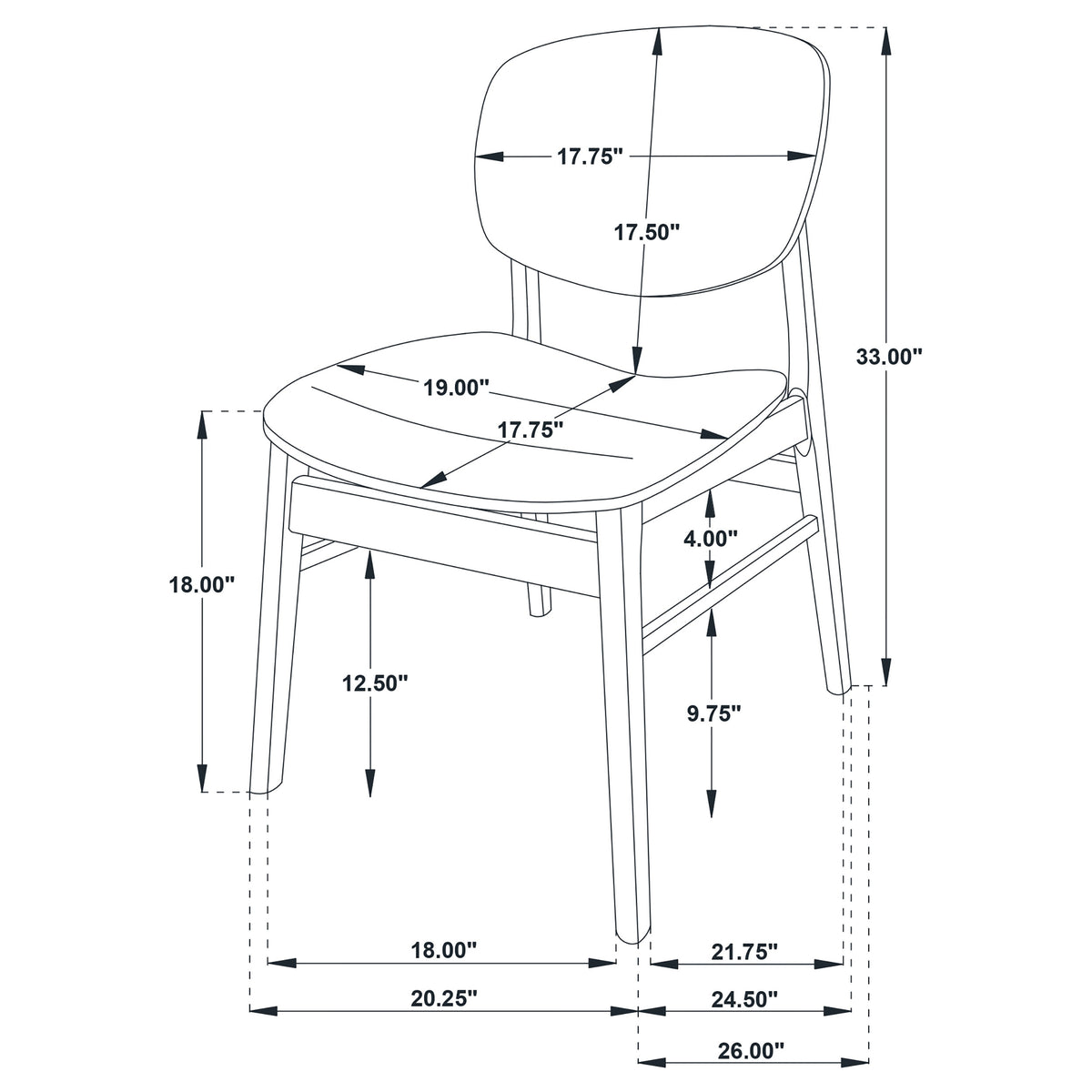 Benford Dining Side Chair Wood Seat Dark Brown (Set of 2)