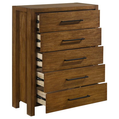 Adderley 5-drawer Bedroom Chest of Drawers Warm Brown