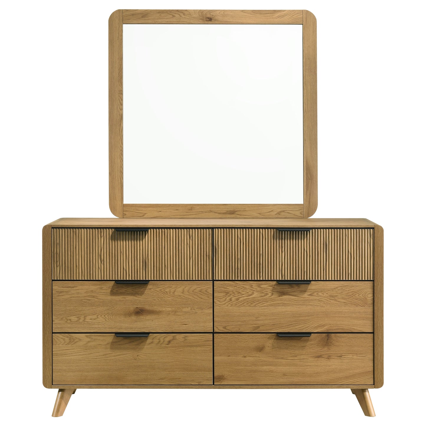 Bennett 6-drawer Bedroom Dresser and Mirror Set Light Oak