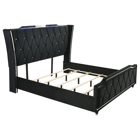 Lorient California King LED Upholstered Bed Black