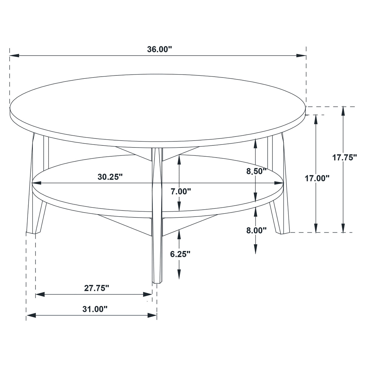 Bradley Round SmartTop™ Cocktail Coffee Table Grey and Natural