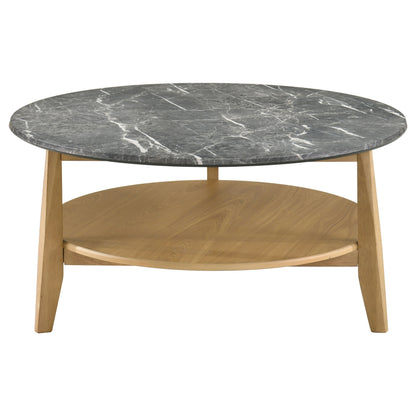 Bradley Round SmartTop™ Cocktail Coffee Table Grey and Natural