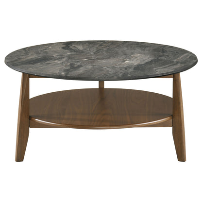 Bradley Round SmartTop™ Cocktail Coffee Table Smokey Grey and Dark Brown