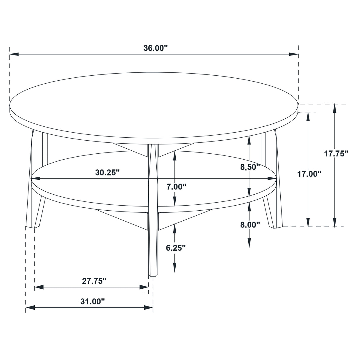 Bradley Round SmartTop™ Cocktail Coffee Table Smokey Grey and Dark Brown