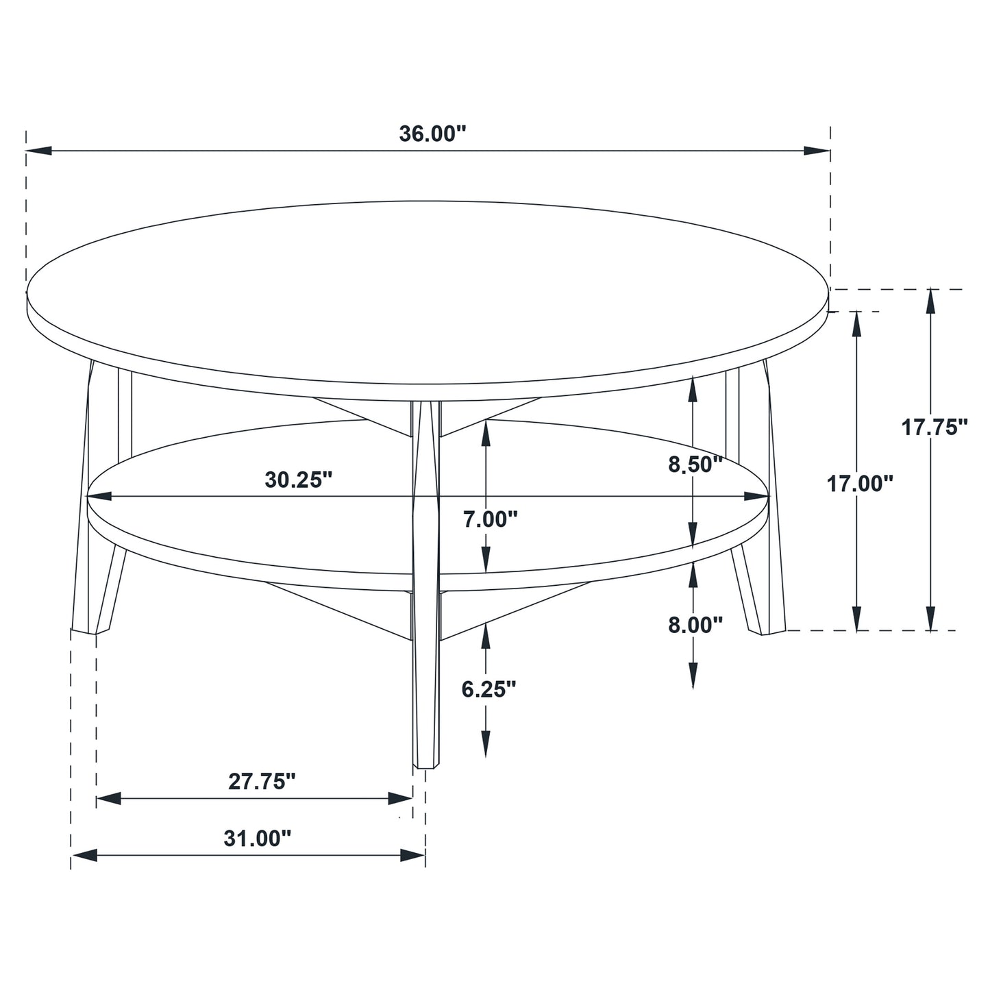 Bradley 3-Piece Round SmartTop Coffee Table Set Smokey Grey and Brown