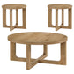 Kessler 3-piece Round Sculptural Wood Coffee Table Set Light Oak