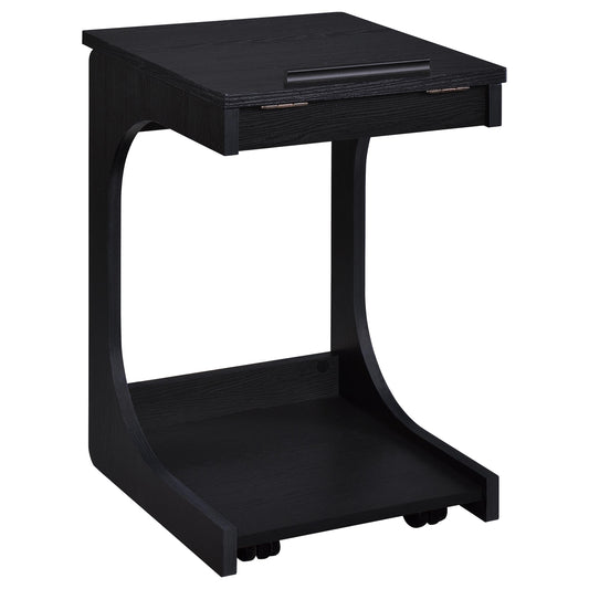 Ralston C-Shaped Lift-Top Sofa Side Table With Casters Black