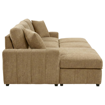 Pastrana Upholstered Sleeper Sectional Sofa LAF Chaise Camel
