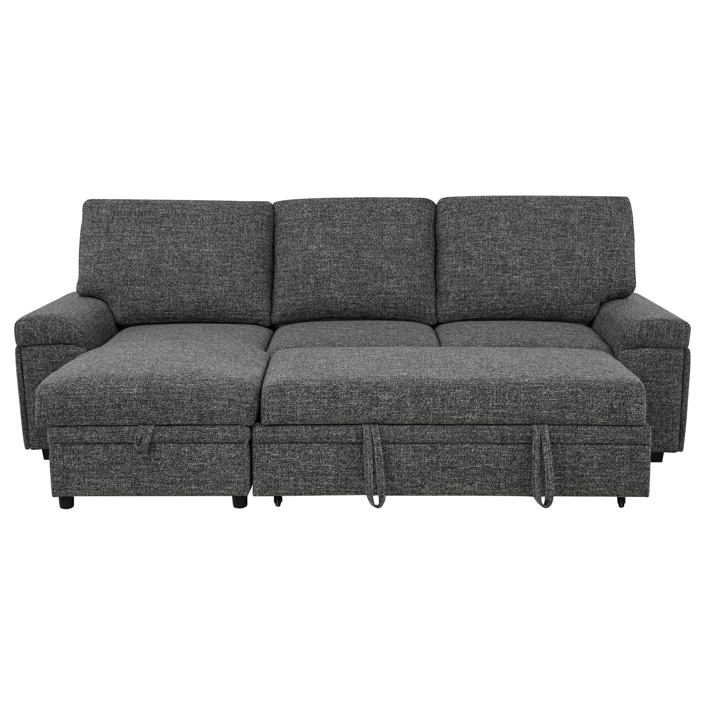 Demko Sleeper Sectional Sofa with Speaker and Storage Chaise Granite