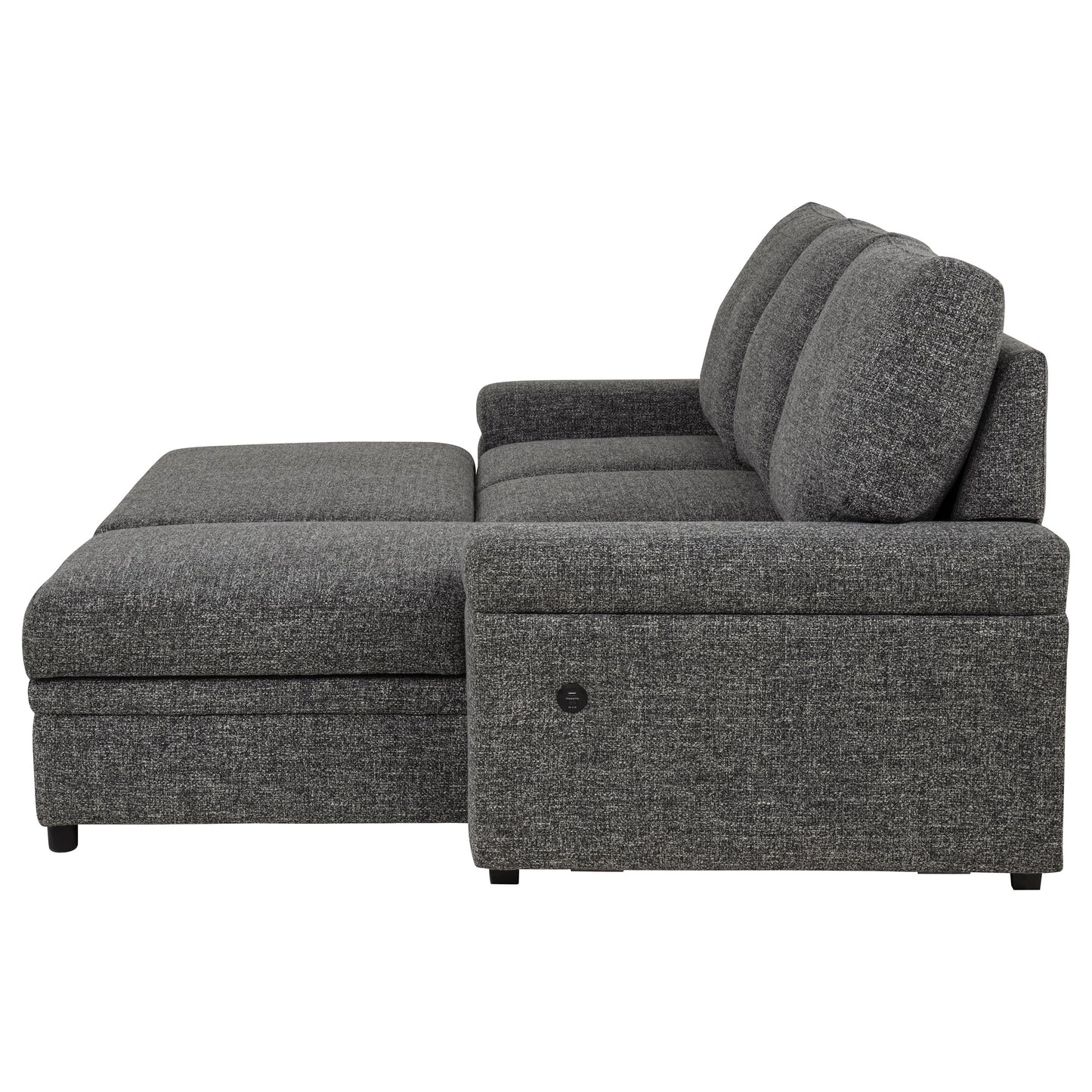Demko Sleeper Sectional Sofa with Speaker and Storage Chaise Granite