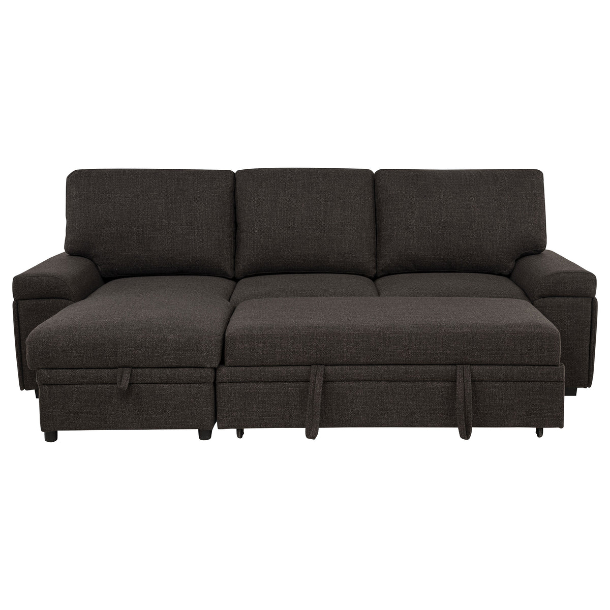 Demko Sleeper Sectional Sofa with Speaker and Storage Chaise Brown