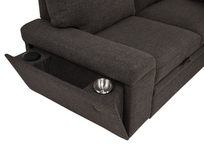 Demko Sleeper Sectional Sofa with Speaker and Storage Chaise Brown