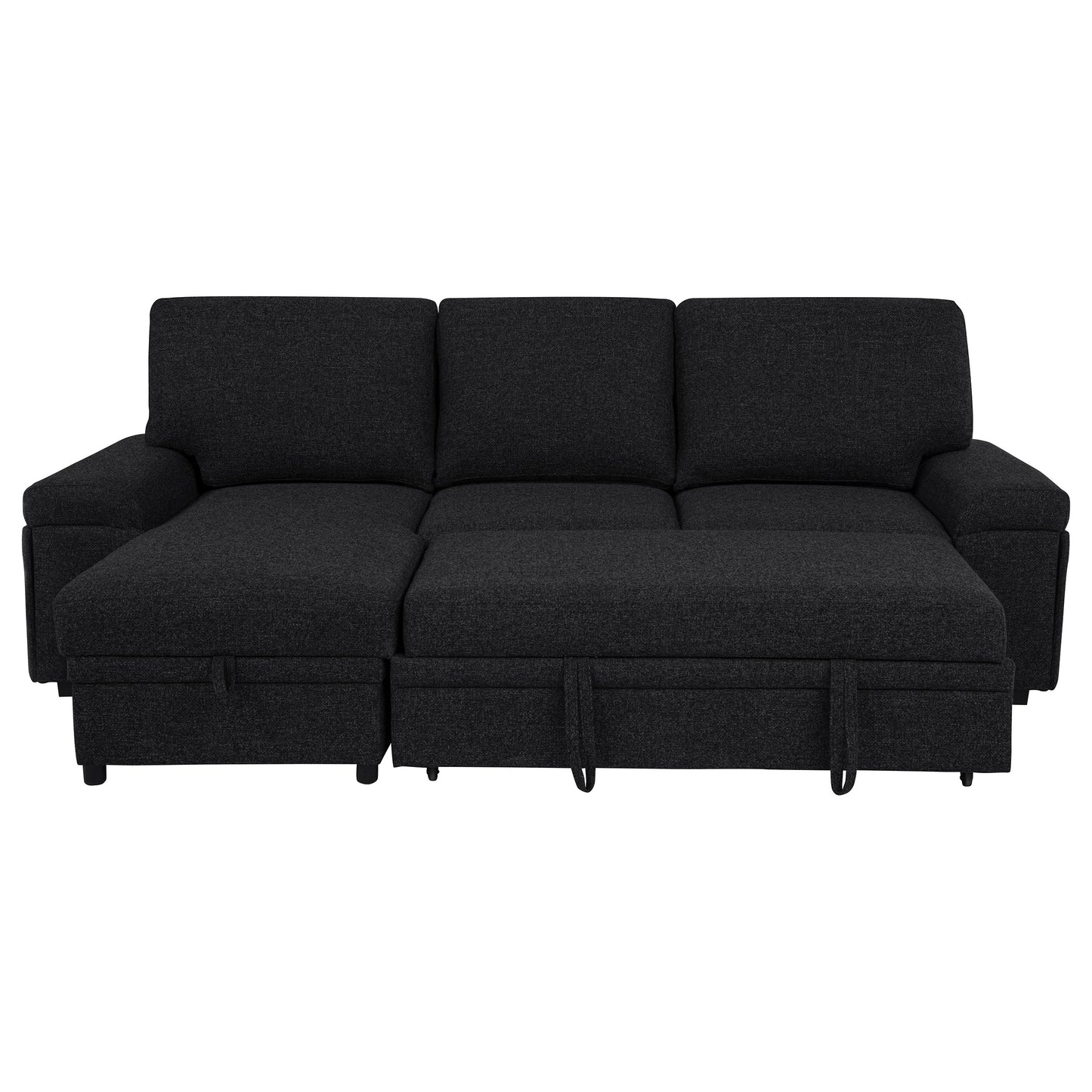 Demko Sleeper Sectional Sofa with Speaker and Storage Chaise Black