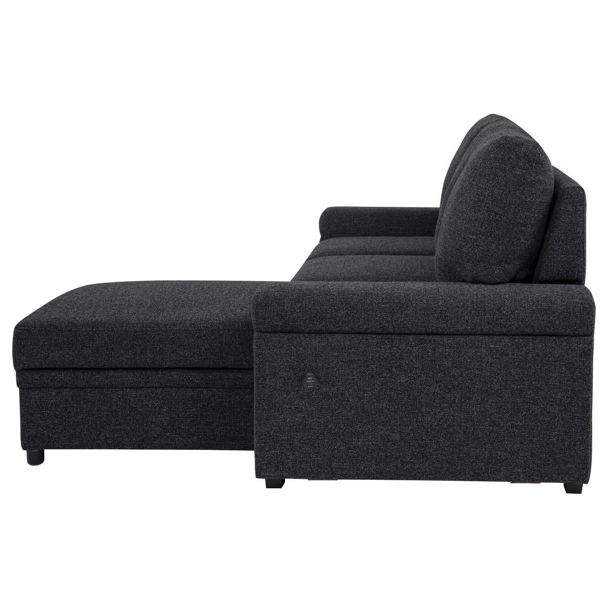 Demko Sleeper Sectional Sofa with Speaker and Storage Chaise Black