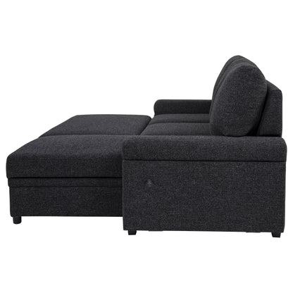 Demko Sleeper Sectional Sofa with Speaker and Storage Chaise Black