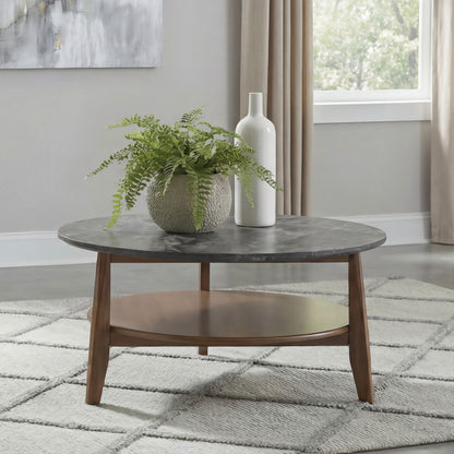 Bradley Round SmartTop™ Cocktail Coffee Table Smokey Grey and Dark Brown