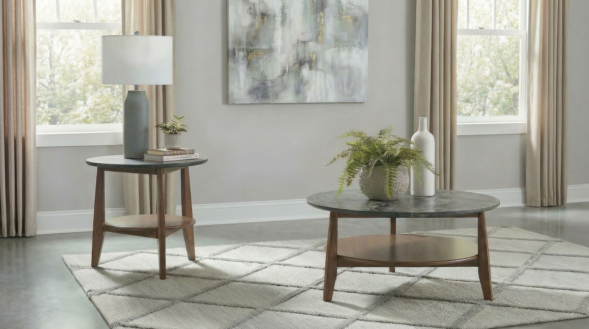 Bradley Round SmartTop™ Cocktail Coffee Table Smokey Grey and Dark Brown