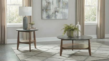 Bradley Round SmartTop™ Cocktail Coffee Table Smokey Grey and Dark Brown
