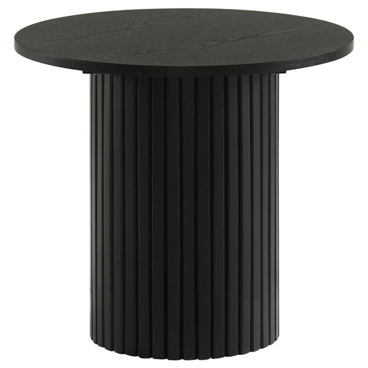 Hamlyn Round Fluted Occasional Side End Table Black