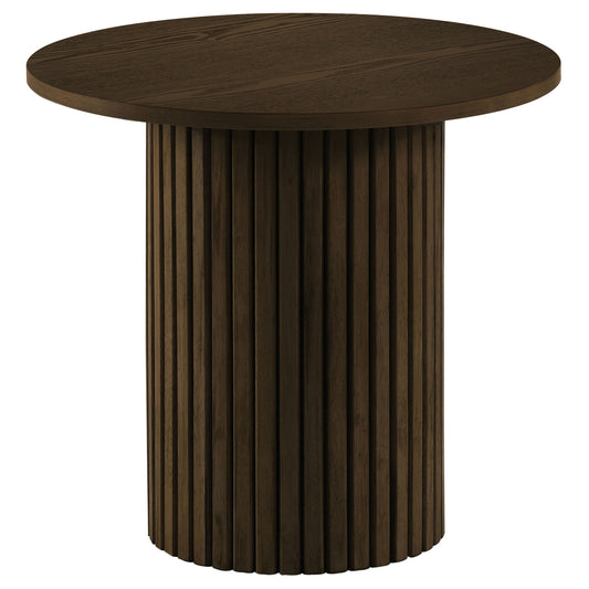Hamlyn Round Fluted Occasional Side End Table Walnut