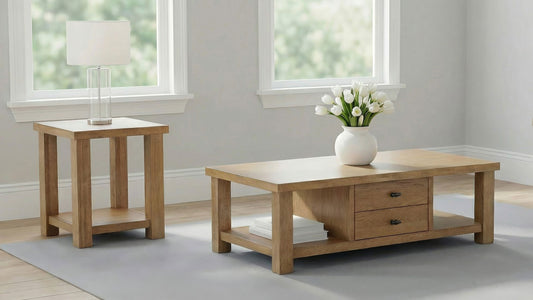 Beasley 2-Piece Wood Coffee Table Set Golden Oak