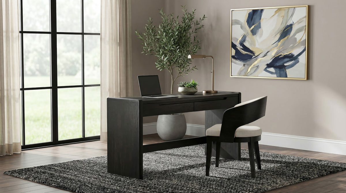 Leandro 2-drawer Home Office Writing Desk Burnished Black