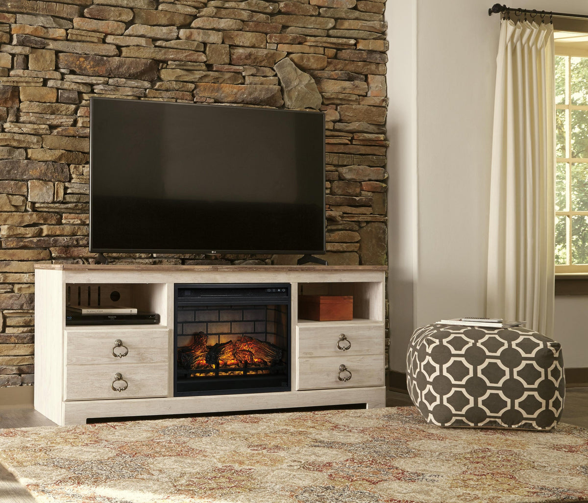 Willowton LG TV Stand w/Fireplace Option