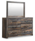 Drystan King Bookcase Bed with 4 Storage Drawers with Mirrored Dresser