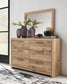 Hyanna Queen Panel Bed with 2 Side Storage, Dresser, Mirror, Chest and Nightstand
