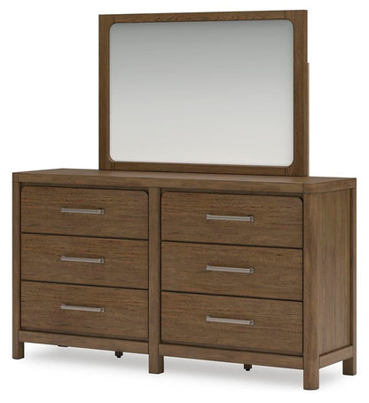 Cabalynn King Upholstered Bed with Mirrored Dresser