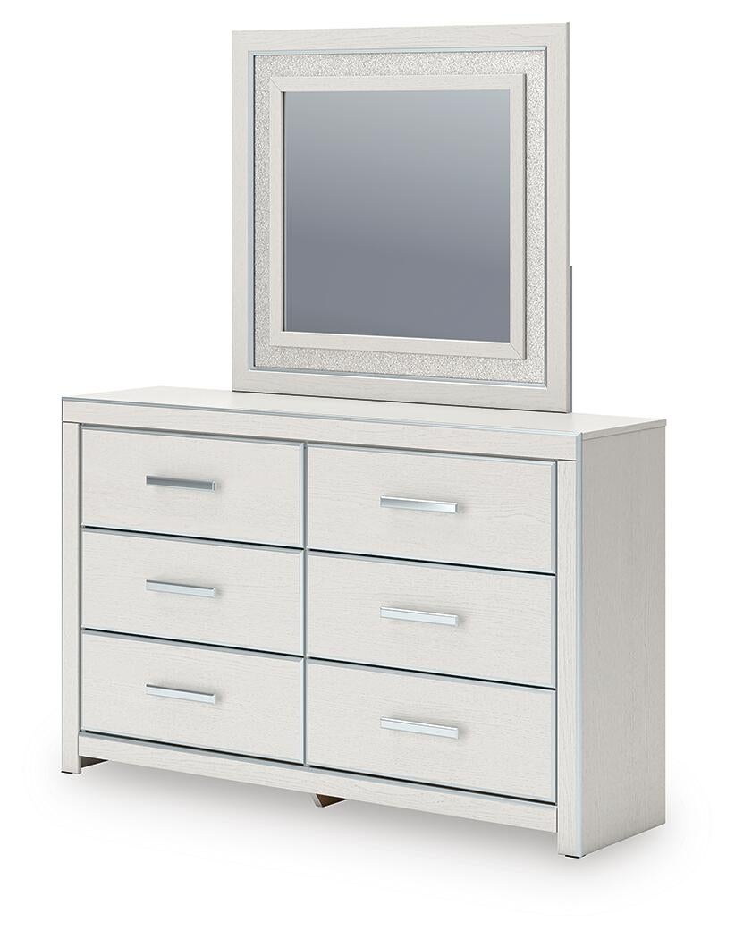 Zuraleus Queen Upholstered Panel Bed, Dresser, Mirror and Nightstand