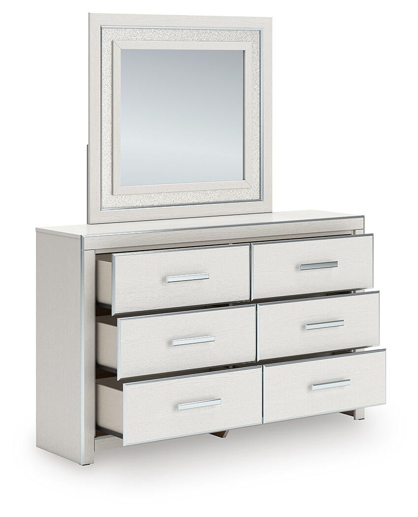 Zuraleus Queen Upholstered Panel Platform Bed, Dresser, Mirror, Chest and Nightstand