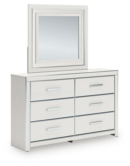 Birmonton Queen Upholstered Panel Platform Bed, Dresser and Mirror