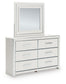 Zuraleus King Upholstered Panel Bed, Dresser, Mirror and Nightstand