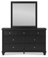 Lanolee Queen Panel Storage Bed, Dresser, Mirror and Nightstand
