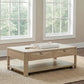 Marcelo Wood Coffee Table with 2 Drawers and Shelf Light Elm