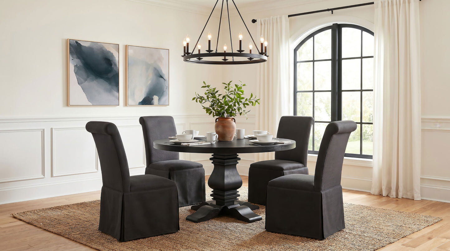 Shawna Upholstered Skirted Side Chair Black (Set of 2)
