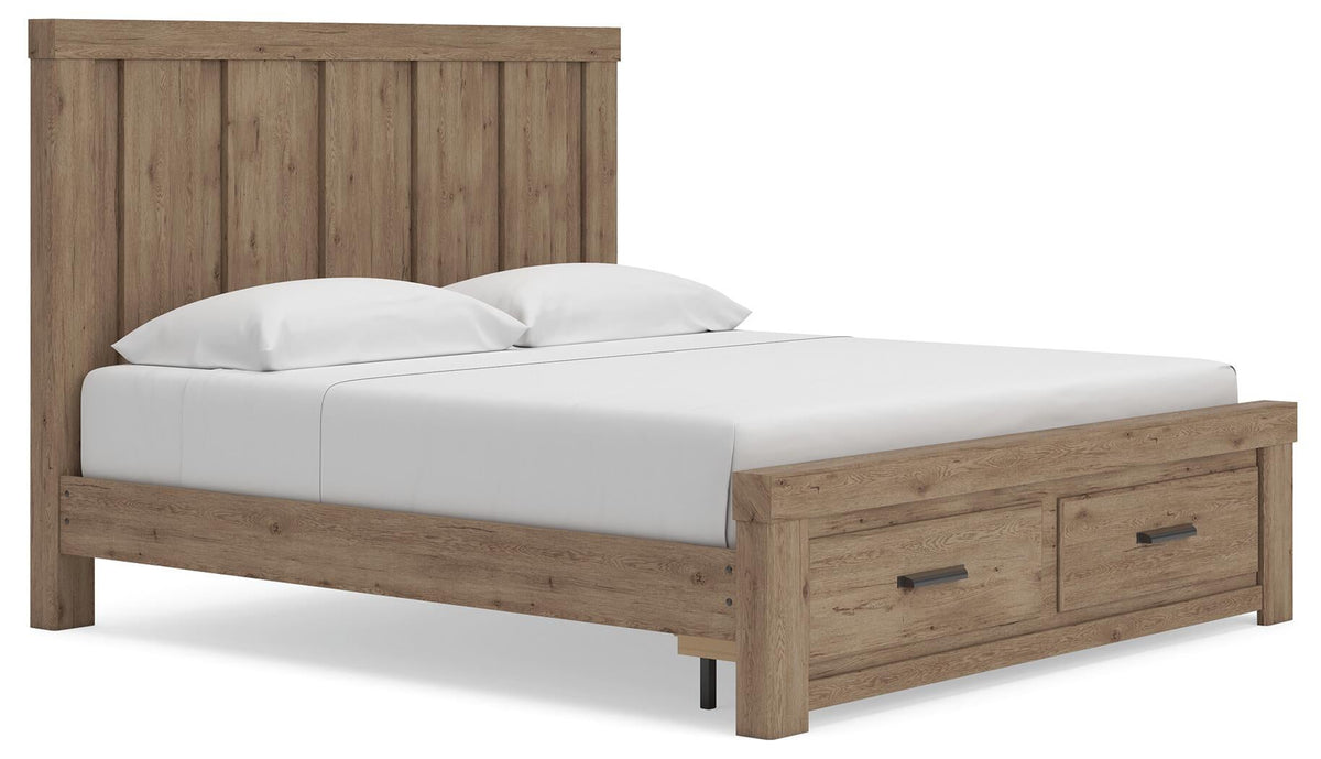 Garistyn King Panel Storage Bed. Dresser, Mirror and Nightstand
